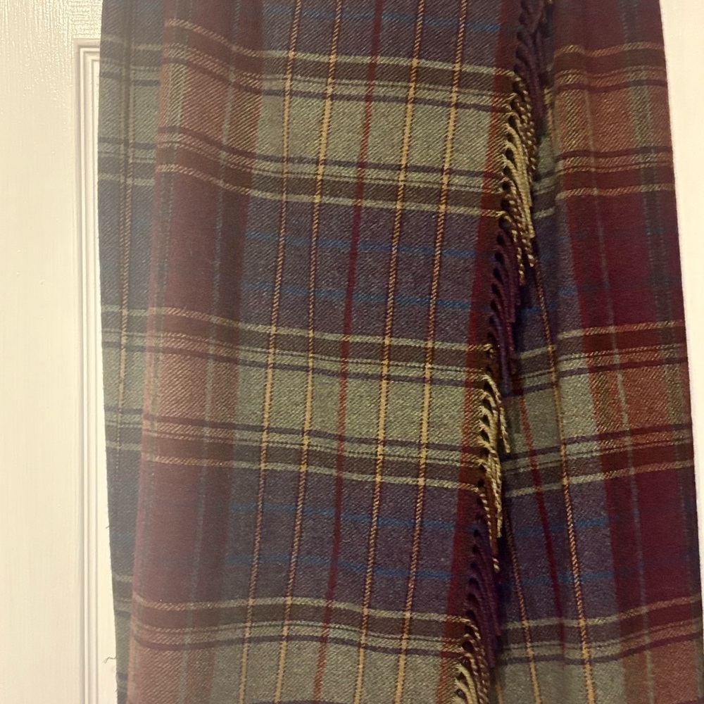 Vintage Lauren Ralph Lauren Plaid Maxi Skirt in Burgundy and Navy - Equestrian